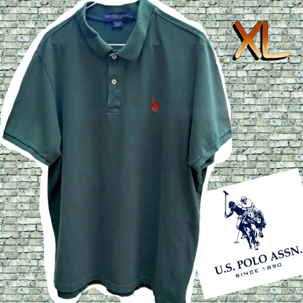 🗺️ US Polo Assn. Hunter Green Embroidered Logo VTG Polo Shirt Men's XL EUC